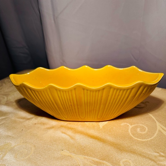 Vintage Yellow Wide Ceramic, McCOY Pottery,  Planter Vase 11" x 3.5" - Picture 8 of 8